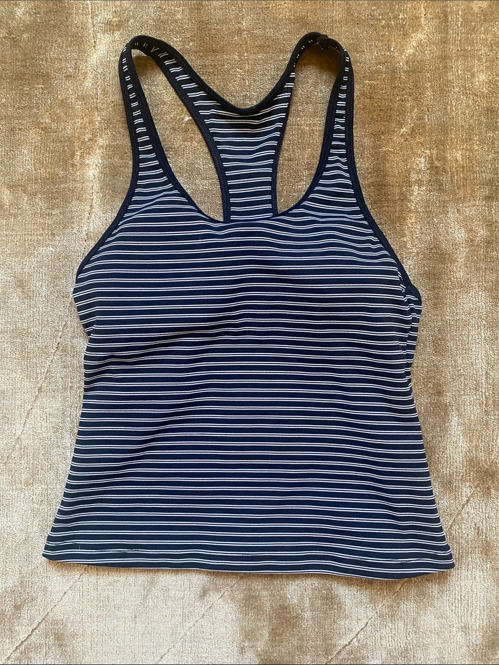 Jantzen Black & White Striped Racerback Tank